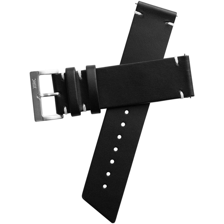 Xeric 22mm Horween Beaufort Leather Black Strap Silver Buckle