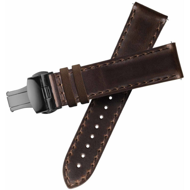 Xeric 20mm Horween Brown Chromexcel Strap with Gunmetal Deployant Clasp