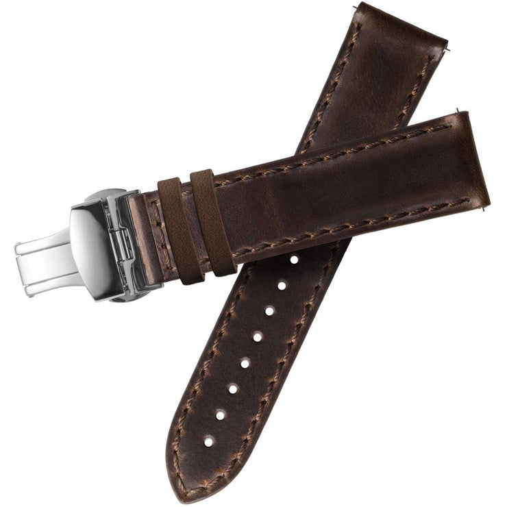 Xeric 20mm Horween Brown Chromexcel Strap with Silver Deployant Clasp