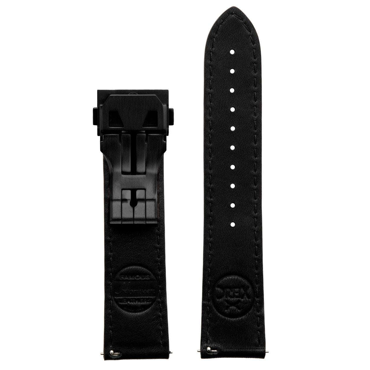 Xeric 22mm Horween Black Essex Strap with Black Hidden Deployant