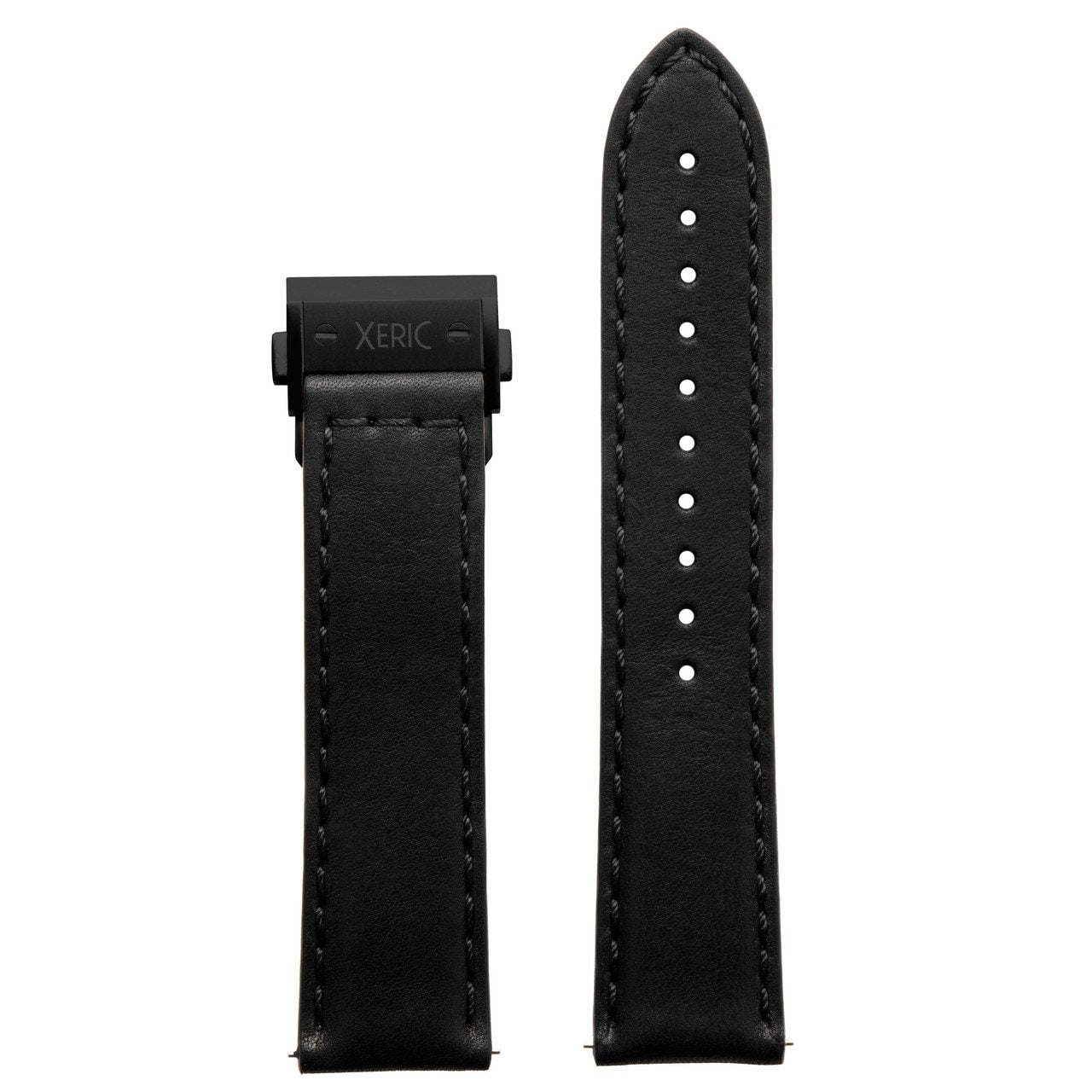 Xeric 22mm Horween Black Essex Strap with Black Hidden Deployant