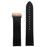 Xeric 22mm Horween Essex Black Strap Rose Gold Hidden Deployant Clasp