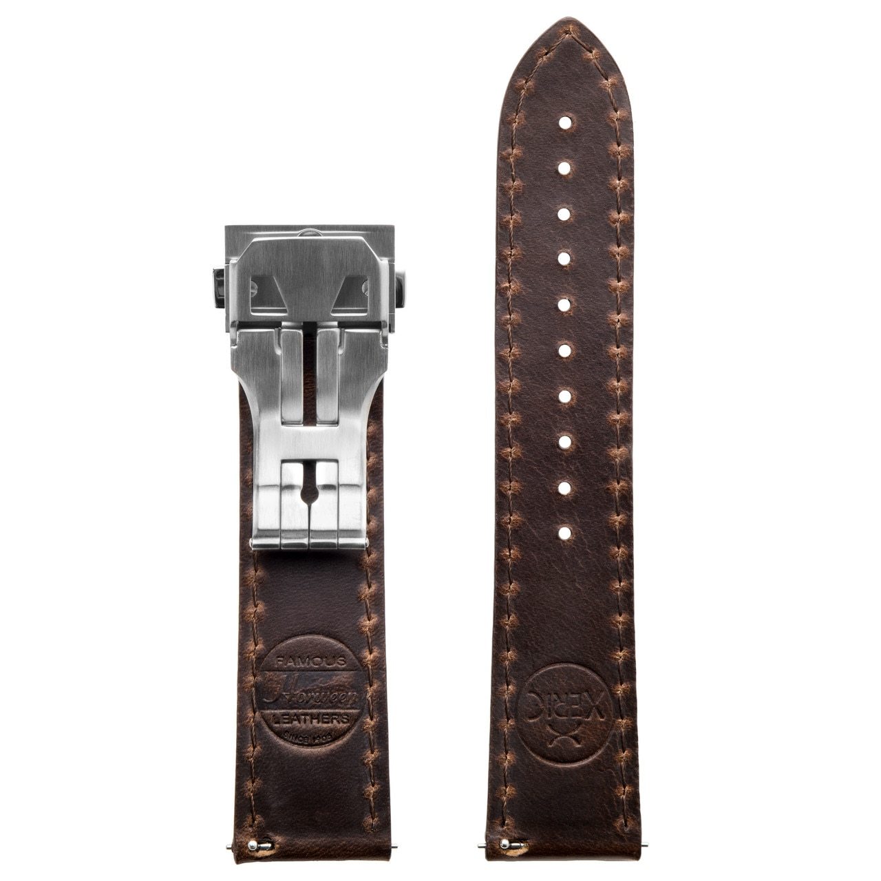 Xeric 22mm Horween Brown Chromexcel Strap with Silver Hidden
