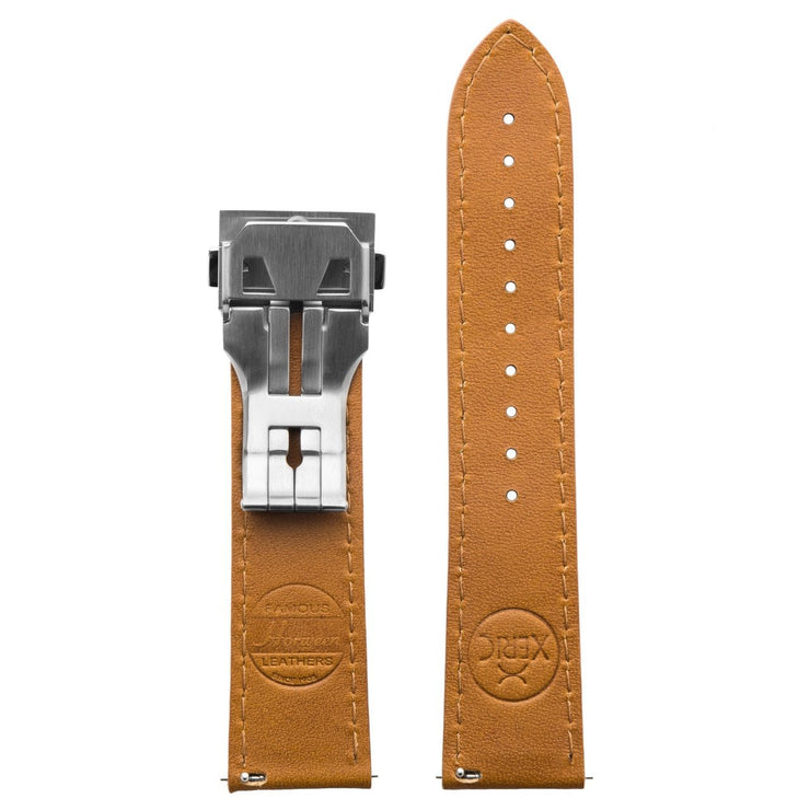 Xeric 22mm Horween Chromexcel Tan Strap Silver Hidden Deployant Clasp