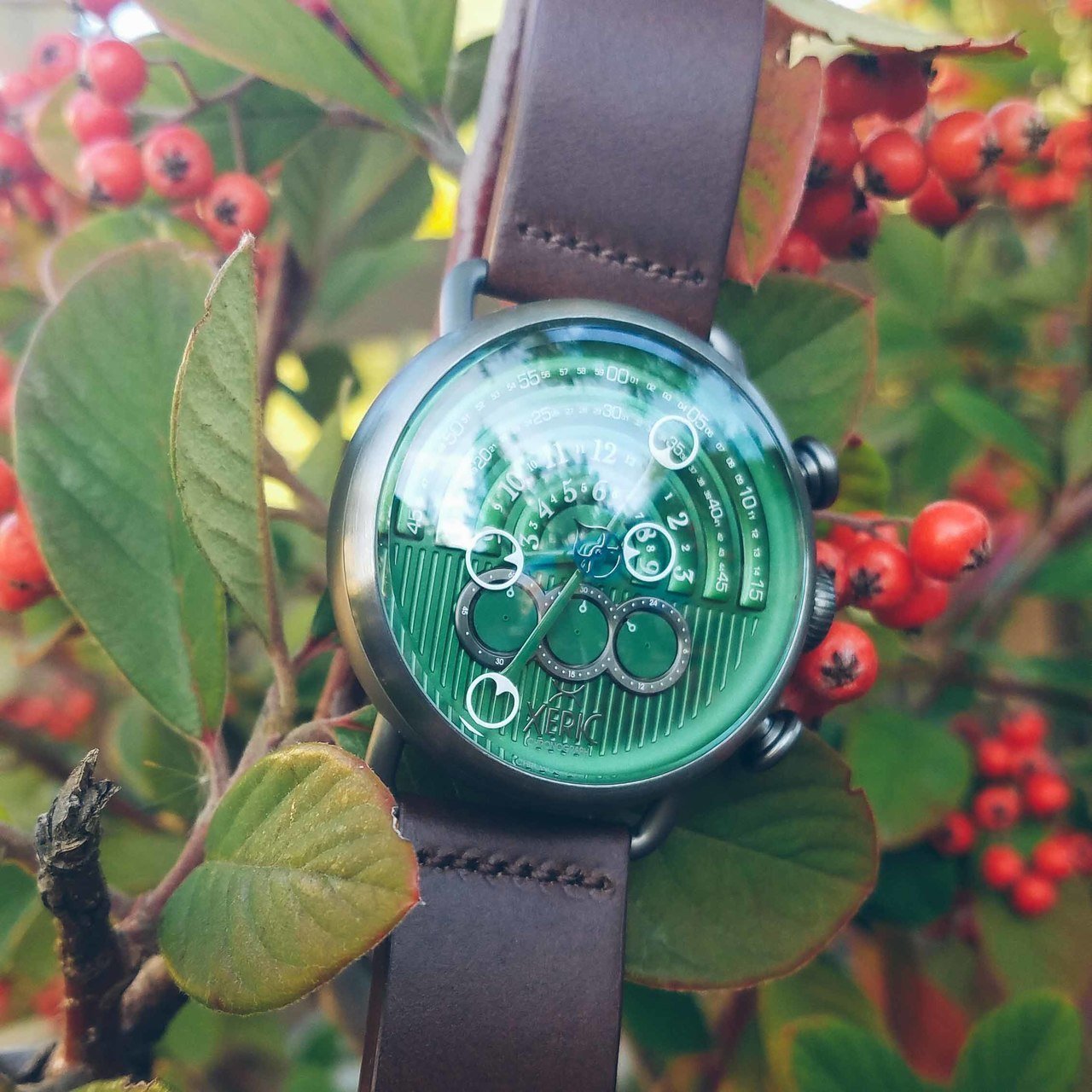 Halograph Chrono Sapphire Gunmetal Green | Xeric.com – Xeric Watches
