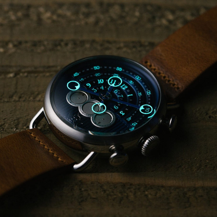 Xeric Halograph Chrono Sapphire Silver Navy | Xeric.com – Xeric Watches