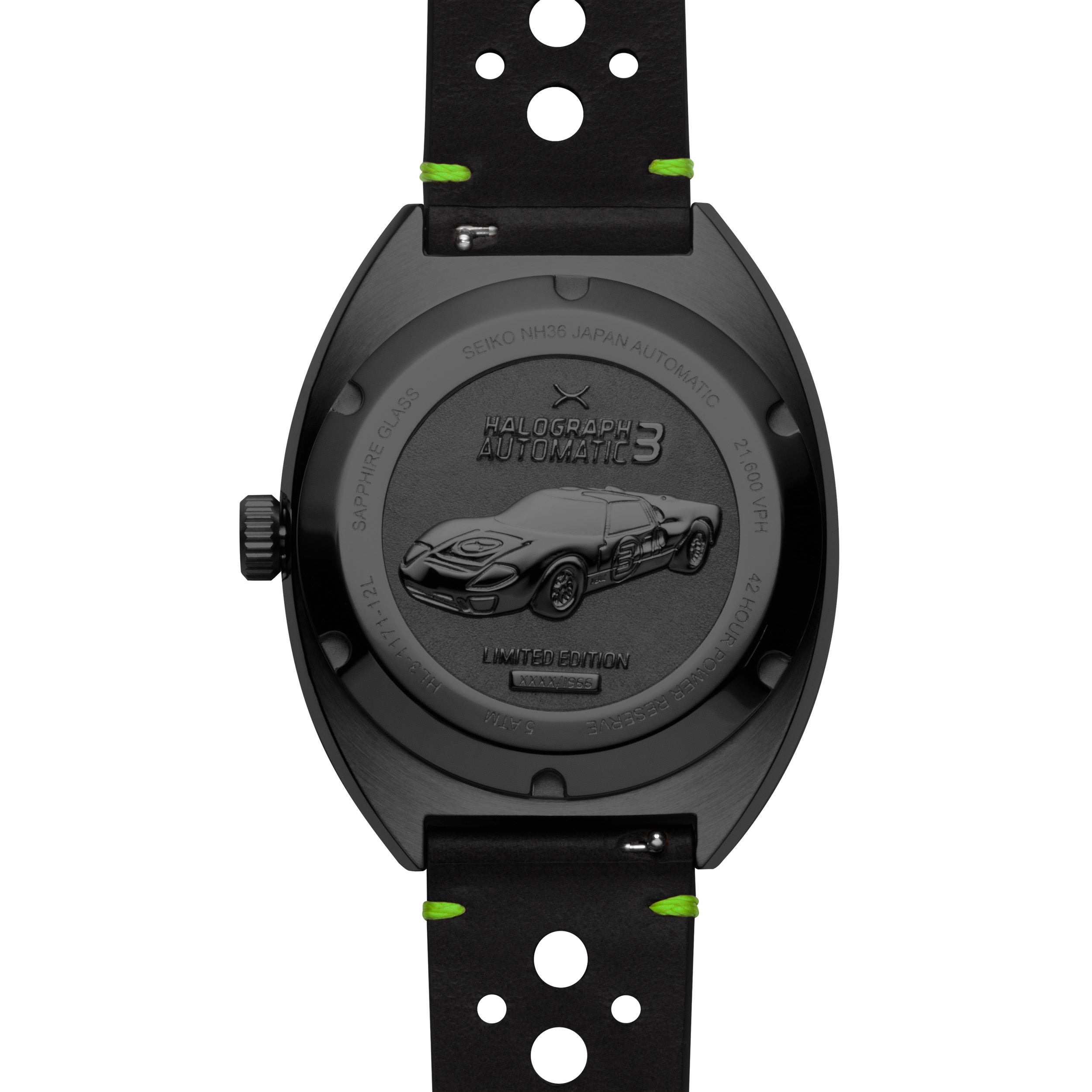 Halograph III Automatic Gunmetal Lime | Xeric.com – Xeric Watches