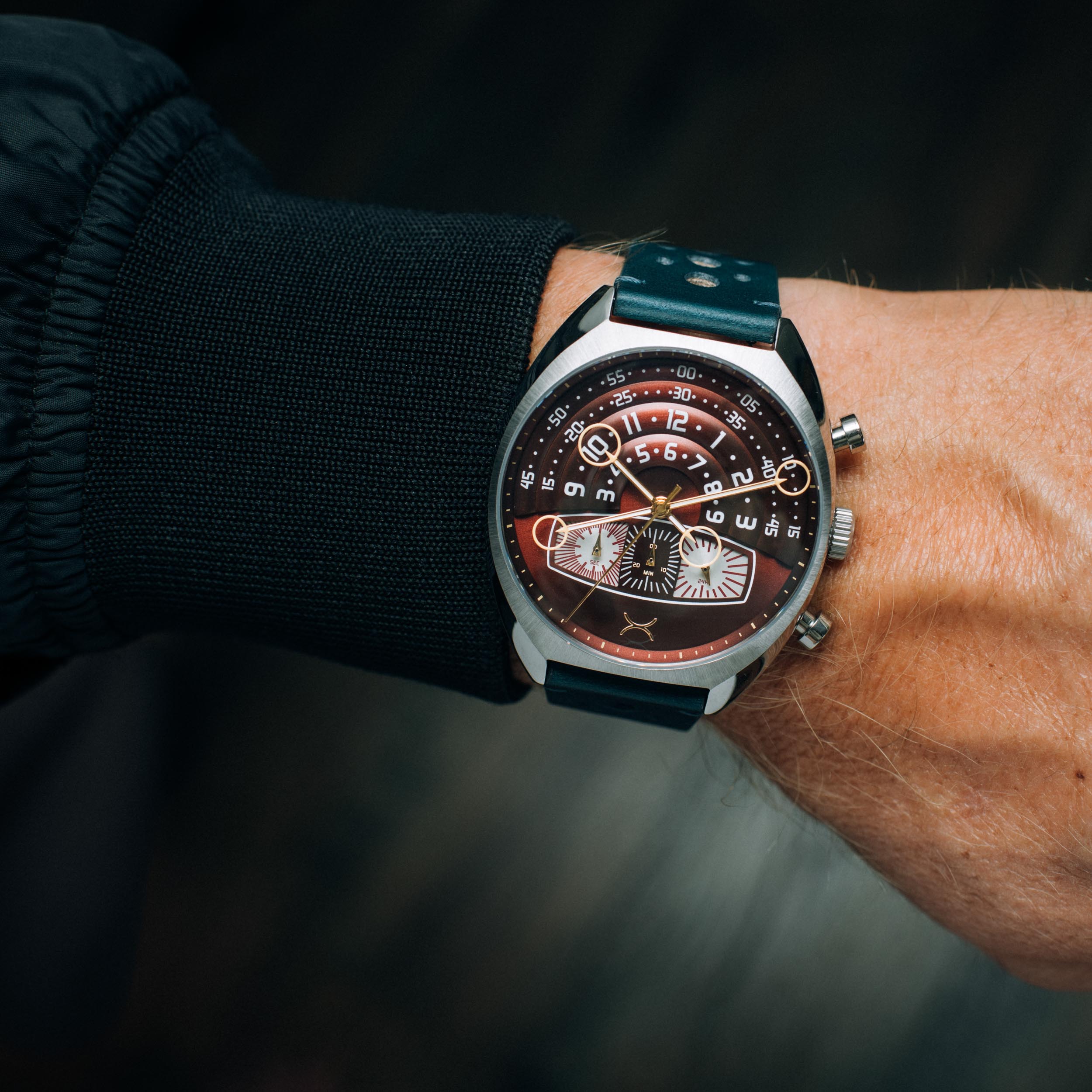 Halograph III Chrono Oxblood Blue | Xeric.com – Xeric Watches