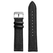 Xeric 22mm Herringbone Tweed Black Strap Silver Buckle