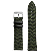 Xeric 22mm Herringbone Tweed Green Strap Silver Buckle