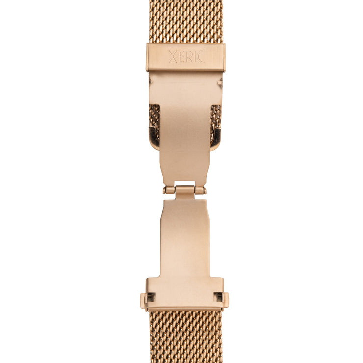 Xeric 20mm Rose Gold PVD Mesh Bracelet with Deployant Clasp