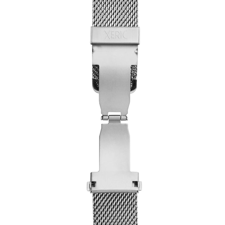 Xeric 22mm Silver PVD Mesh Bracelet with Deployant Clasp