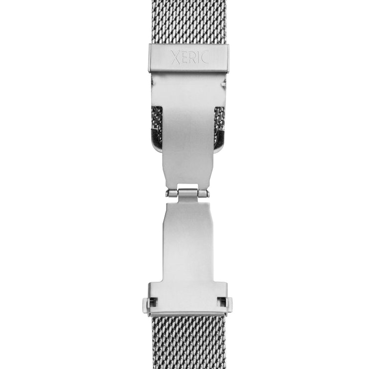 20mm Silver PVD Mesh Bracelet with Deployant Clasp