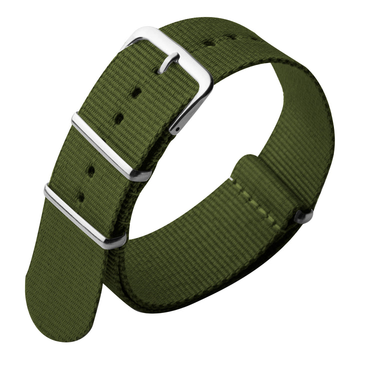 Xeric 22mm Military Strap Army Green with Silver Hardware