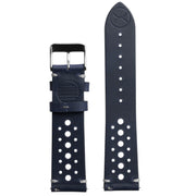 Xeric 20mm Horween Leather Racing Navy Strap Silver Buckle