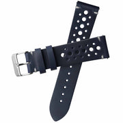 Xeric 22mm Horween Leather Racing Navy Strap Silver Buckle