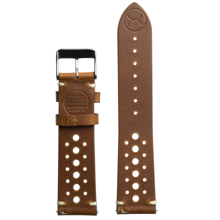 Xeric 22mm Horween Leather Racing Tan Strap Silver Buckle