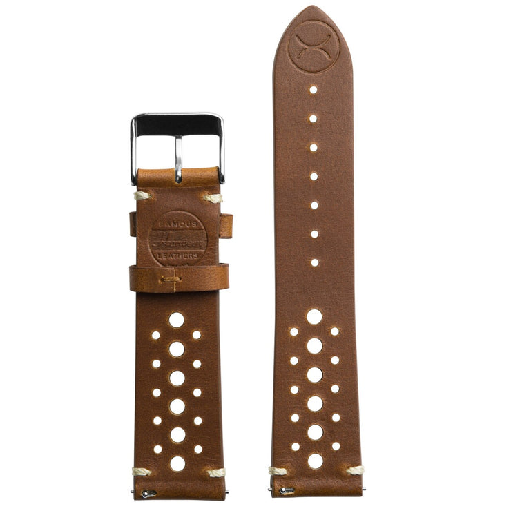 Xeric 20mm Horween Leather Racing Tan Strap Silver Buckle