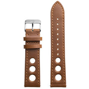 Xeric 22mm Horween Leather Rally Tan Black Strap Silver Buckle