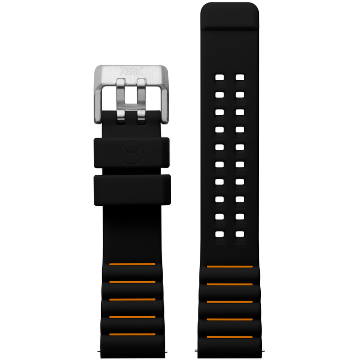 Xeric 22mm Black Orange Silicone Strap