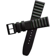 Xeric 22mm Ribbed Horween Leather Black/Green Strap