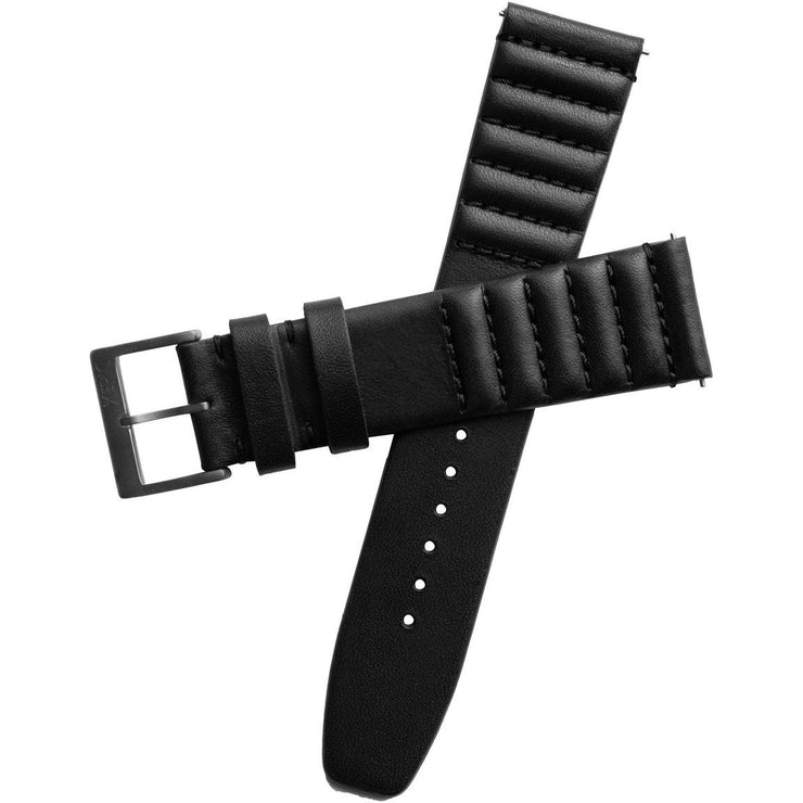 Xeric 20mm Ribbed Horween Leather Black Strap Gun Buckle