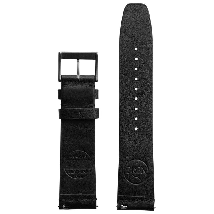 Xeric 22mm Ribbed Horween Leather Black Strap Gun Buckle