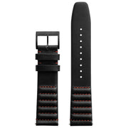 Xeric 22mm Ribbed Horween Leather Black/Red Strap Black Buckle