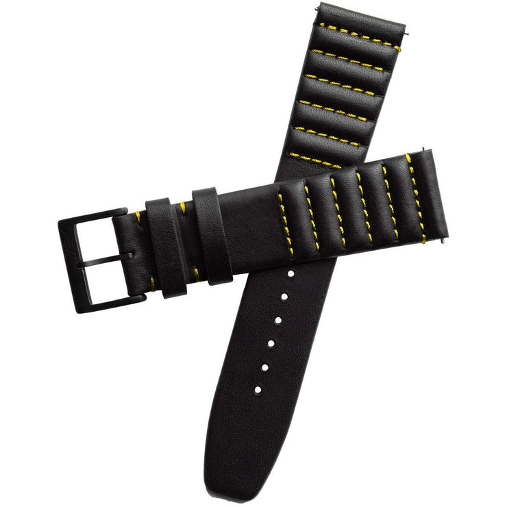 Xeric 20mm Ribbed Horween Leather Black/Yellow Strap