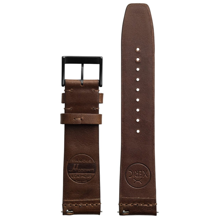Xeric 22mm Ribbed Horween Leather Brown Strap Gun Buckle