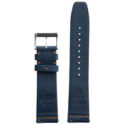Xeric 22mm Ribbed Horween Leather Navy Orange Strap Silver Buckle