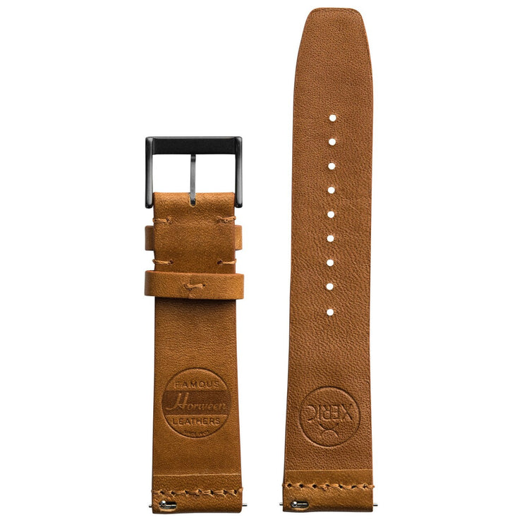 Xeric 22mm Ribbed Horween Leather Tan Strap Gun Buckle