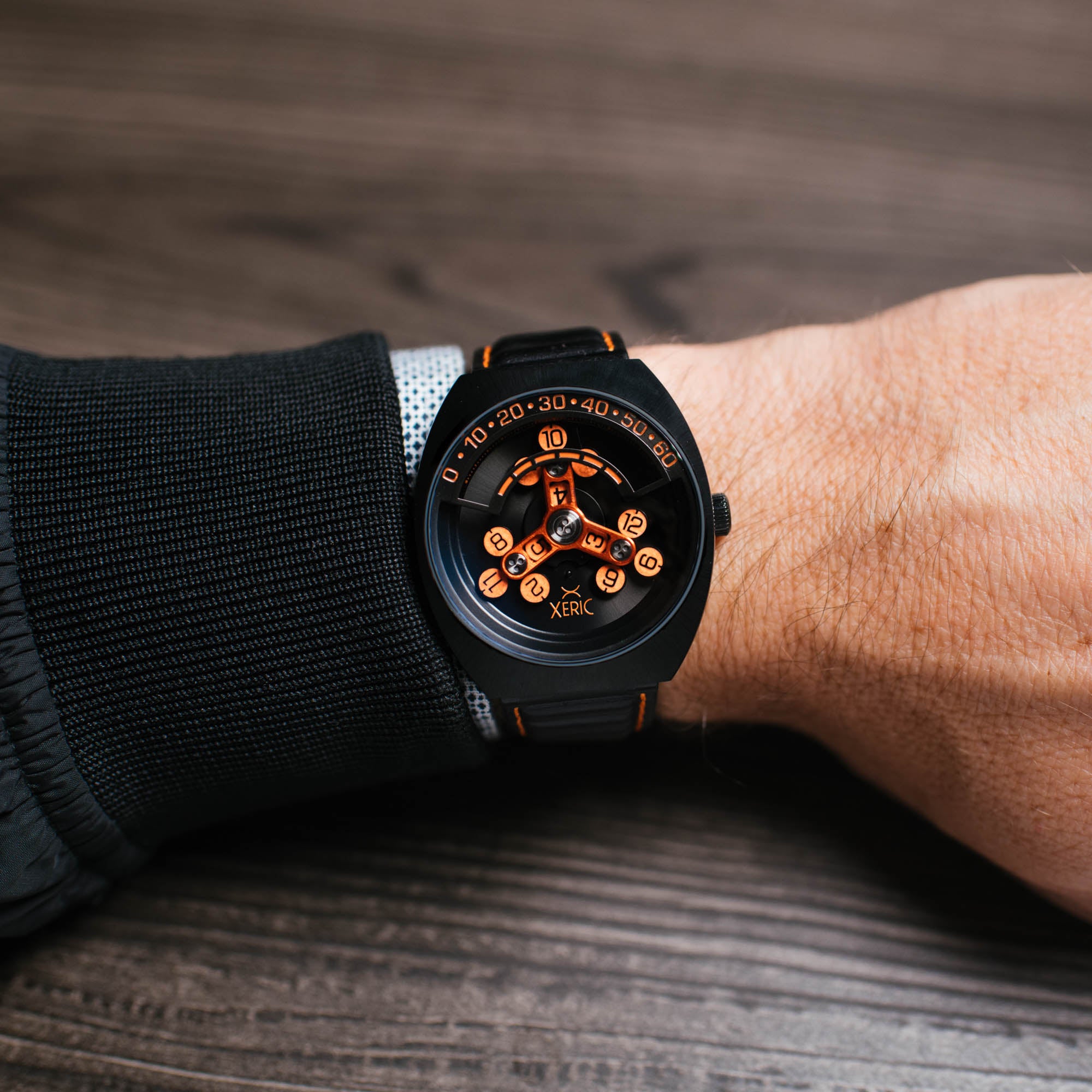 Scrambler Automatic Wandering Hour Black Orange | Xeric.com