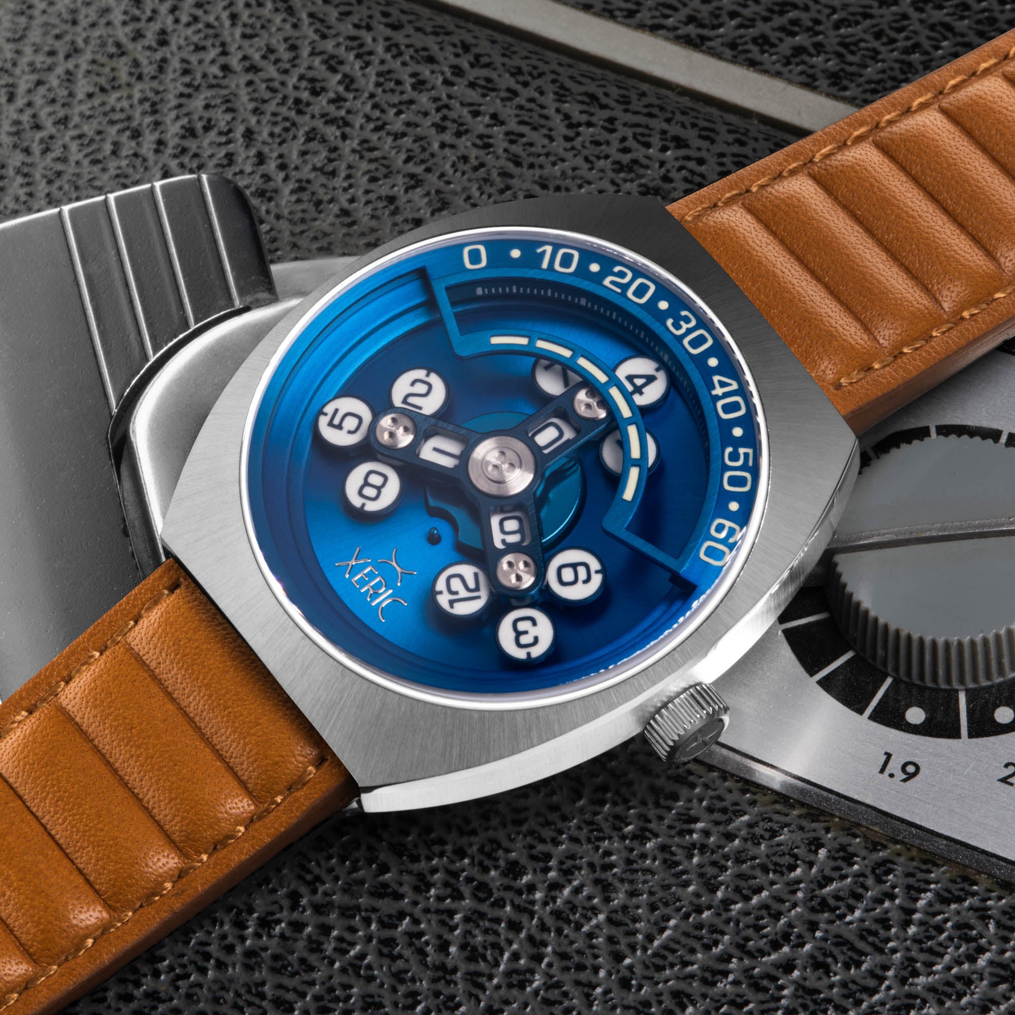 Scrambler Automatic Wandering Hour Blue Tan | Xeric.com – Xeric