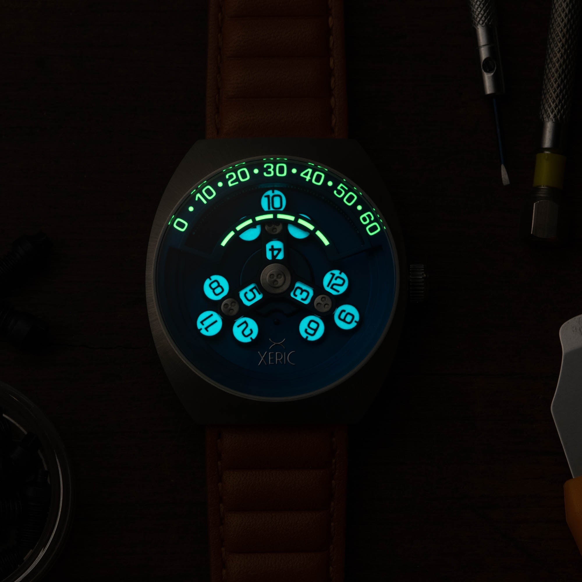Scrambler Automatic Wandering Hour Blue Tan | Xeric.com – Xeric