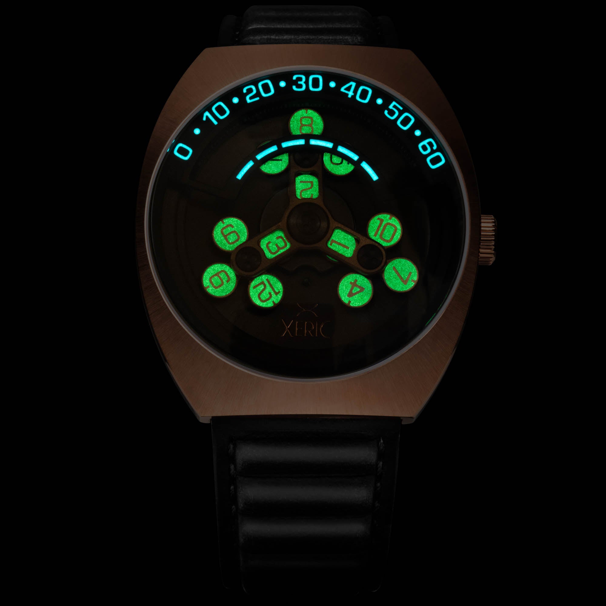 Scrambler Automatic Wandering Hour Rose Gold Gunmetal | Xeric.com