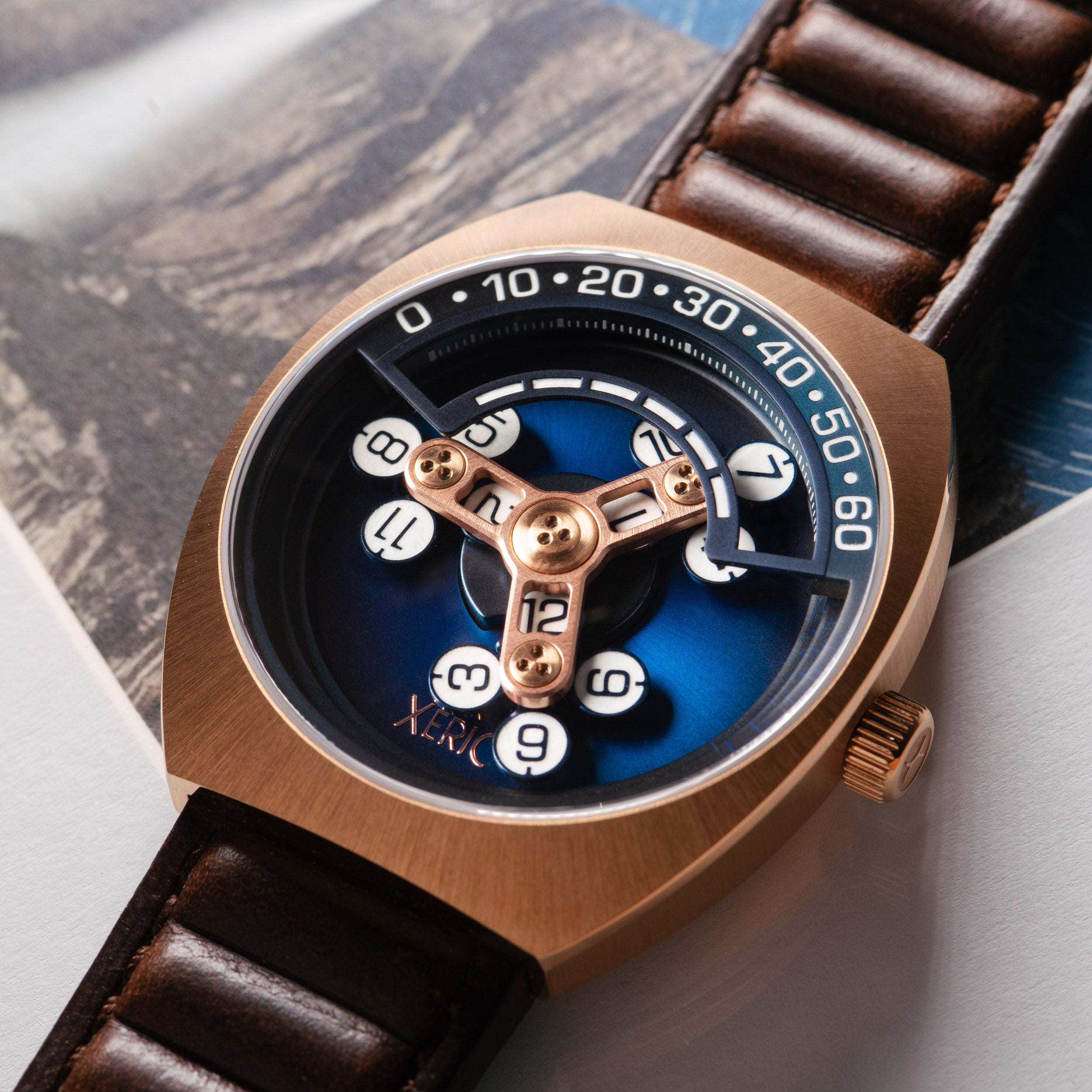 Scrambler Automatic Wandering Hour Rose Gold Ocean | Xeric.com