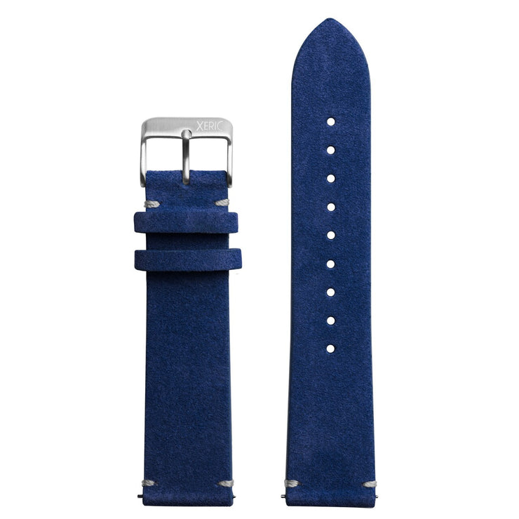 Xeric 22mm Italian Suede Blue Strap Silver Buckle