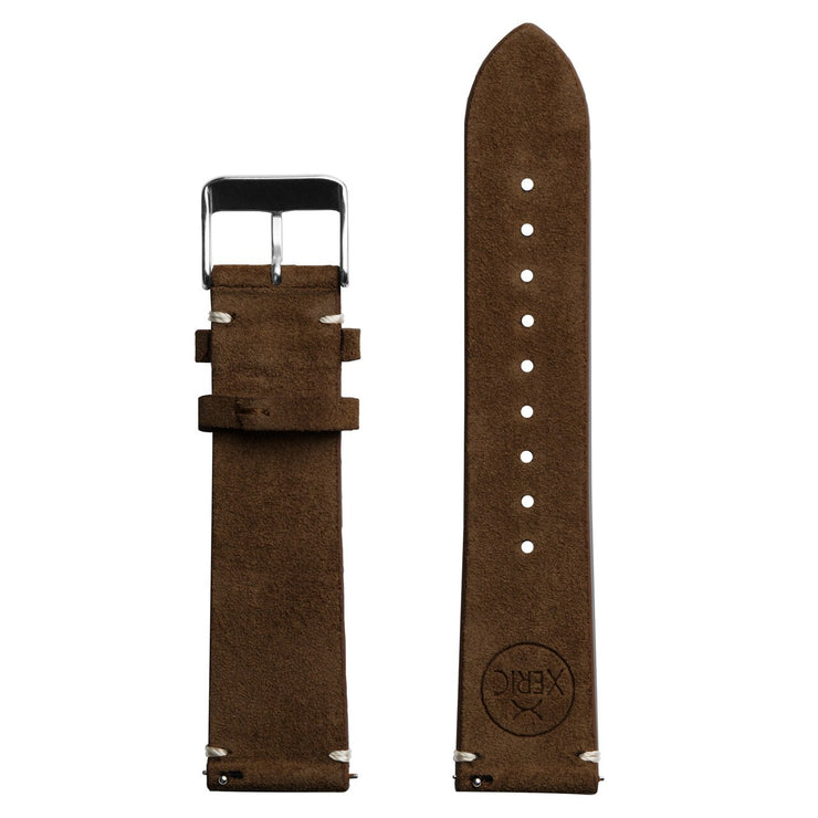 Xeric 22mm Italian Suede Dark Brown Strap Silver Buckle
