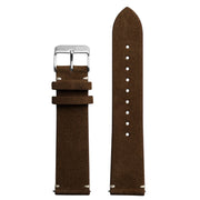 Xeric 20mm Italian Suede Dark Brown Strap Silver Buckle