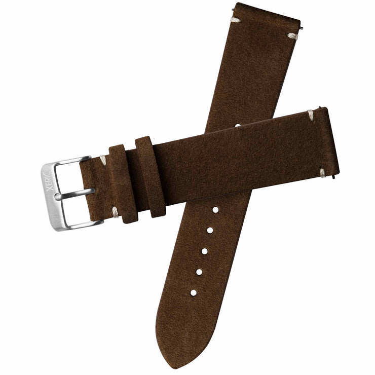 Xeric 20mm Italian Suede Dark Brown Strap Silver Buckle