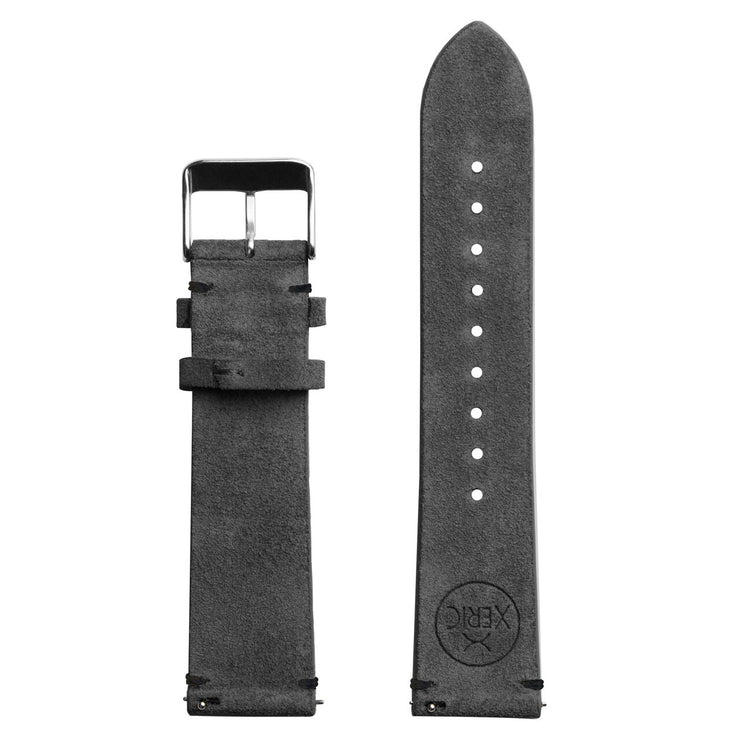 Xeric 22mm Italian Suede Charcoal Strap Silver Buckle