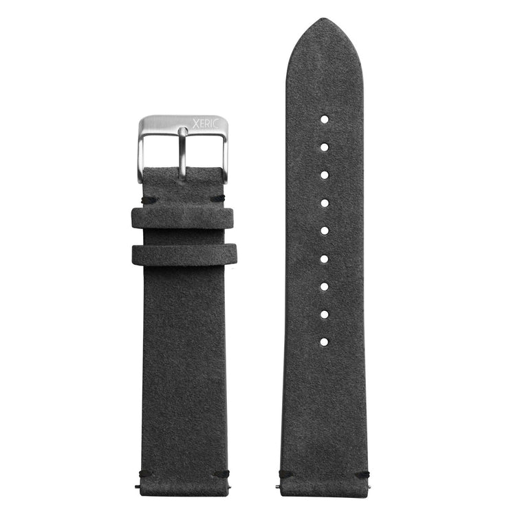 Xeric 20mm Italian Suede Charcoal Strap Silver Buckle