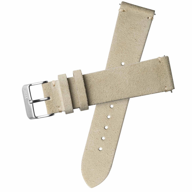 Xeric 22mm Italian Suede Wheat Strap Silver Buckle