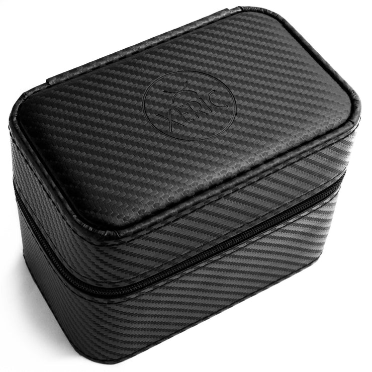 Two Watch Carbon Fiber Black Travel Case
