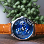 Triptych Automatic Wandering Hour Tan Blue