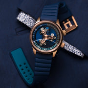 Vendetta II Automatic Wandering Hour Rose Gold Indigo