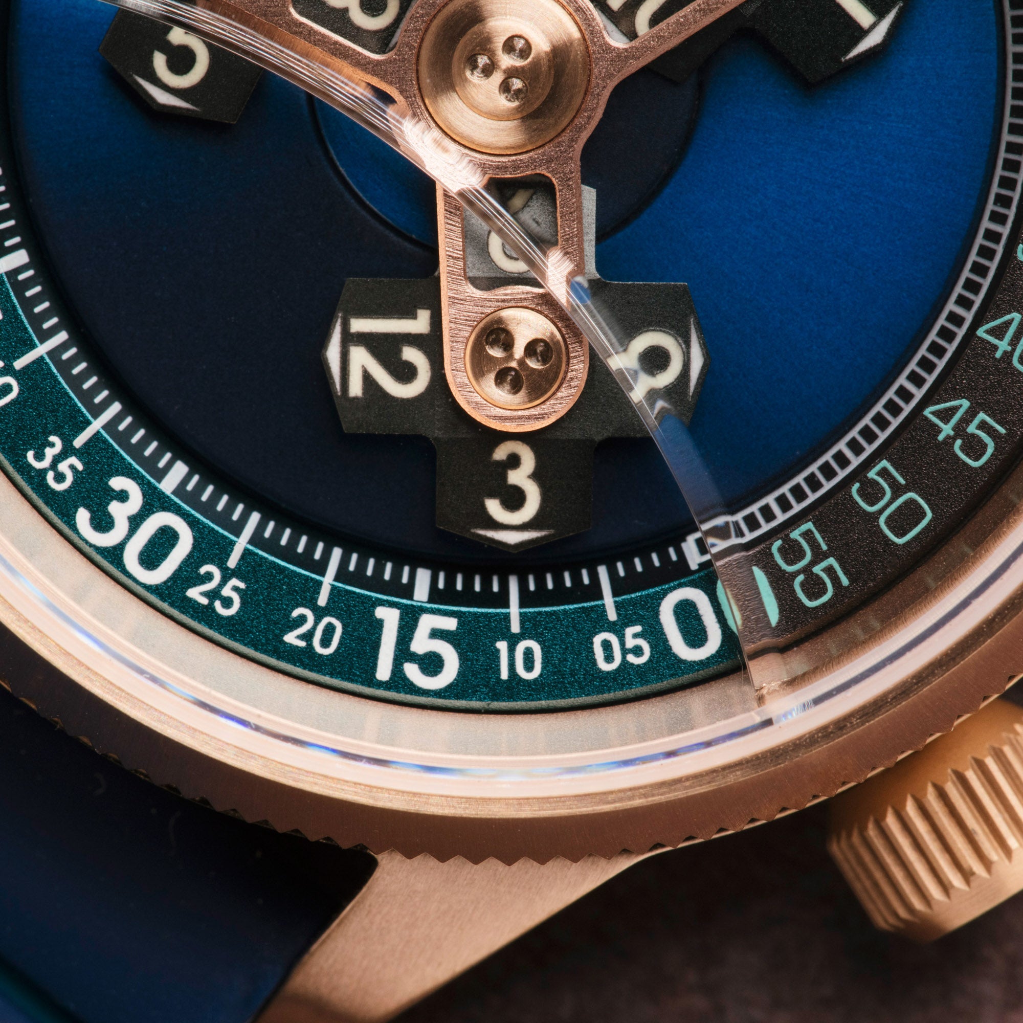 Vendetta II Automatic Wandering Hour Rose Gold Indigo | Xeric.com