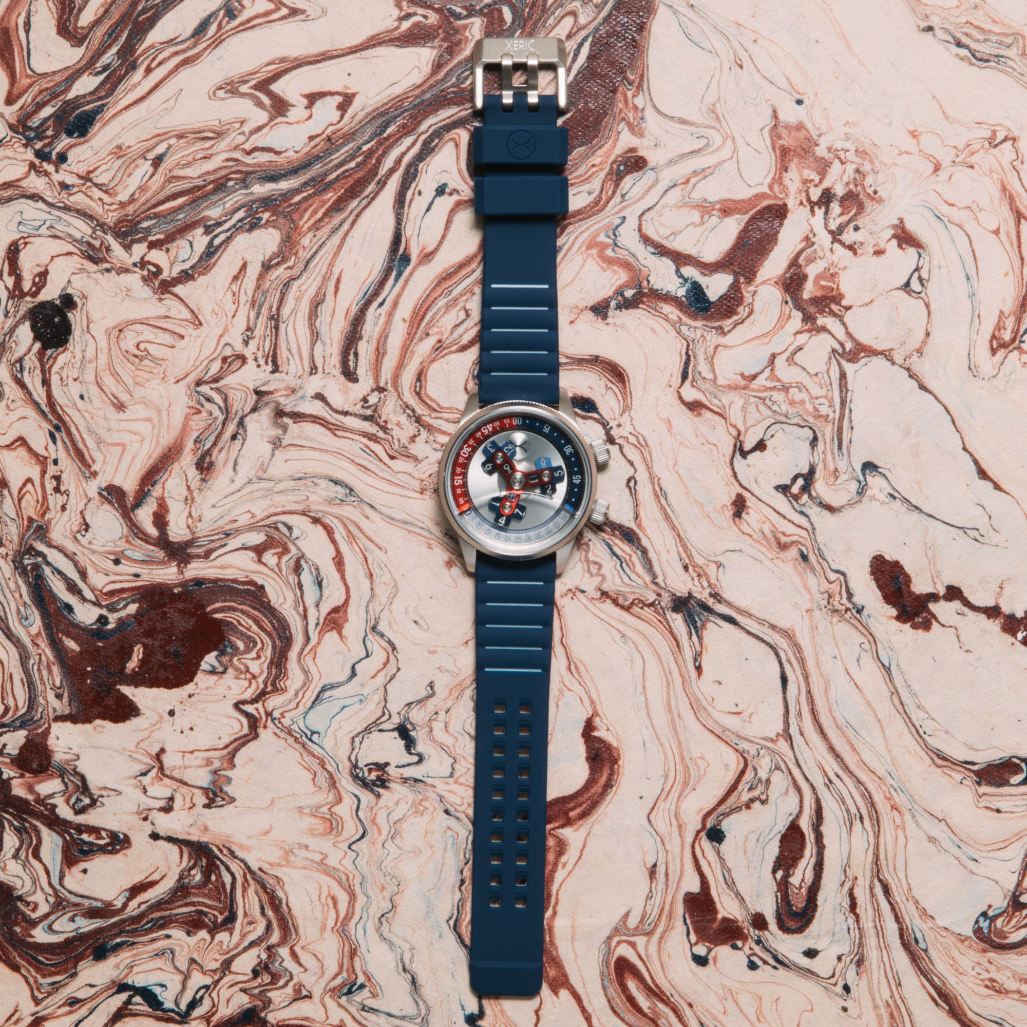 Vendetta II Automatic Wandering Hour Navy Red | Xeric.com – Xeric