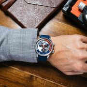 Vendetta II Automatic Wandering Hour Navy Red